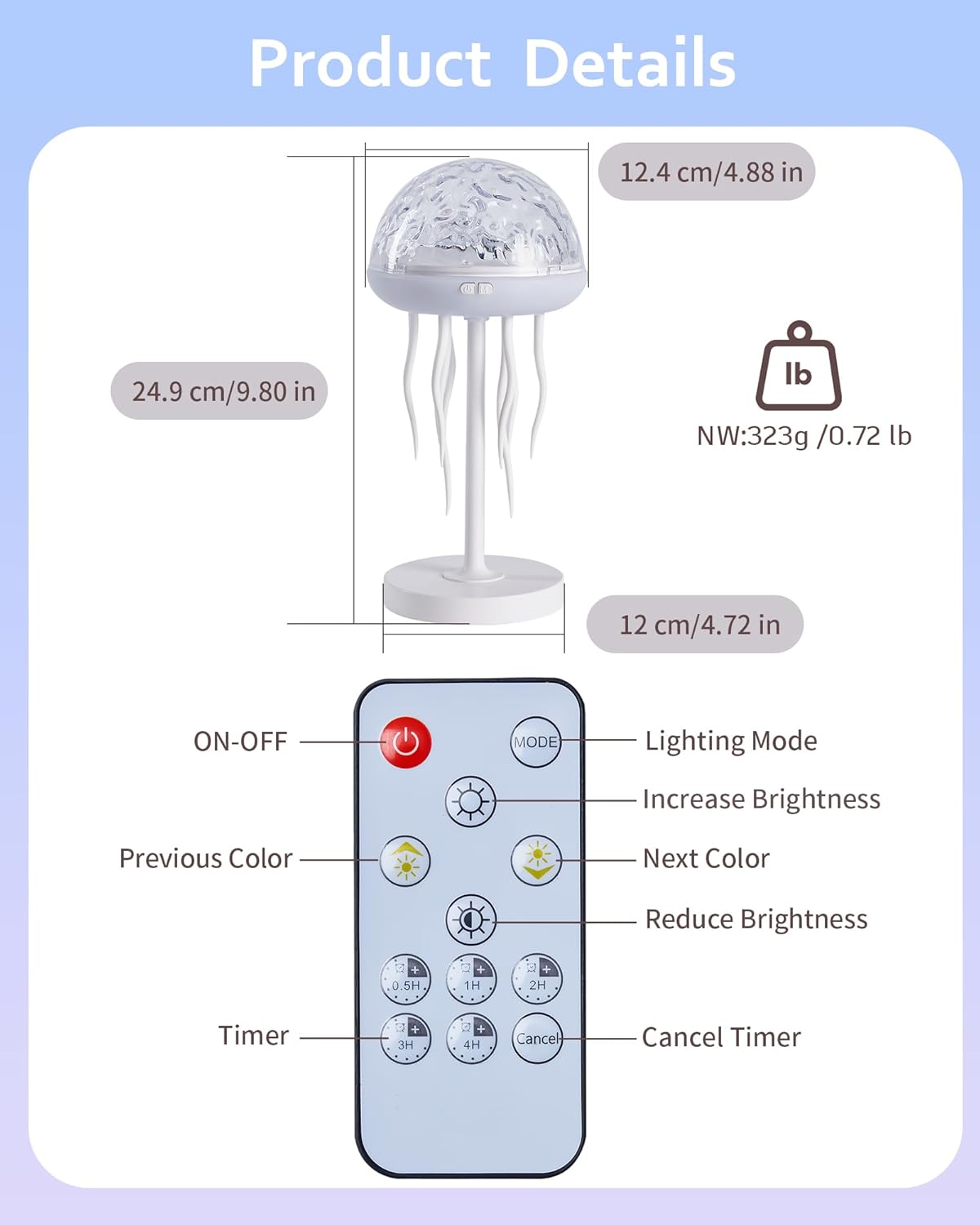 2 in1 Jellyfish Galaxy Light Projector, 6 Colors Ocean Wave & Star Night Lamp with Remote Control, Mood Light for Bedroom, Party, Gaming Room, Gift for Kids & Adults