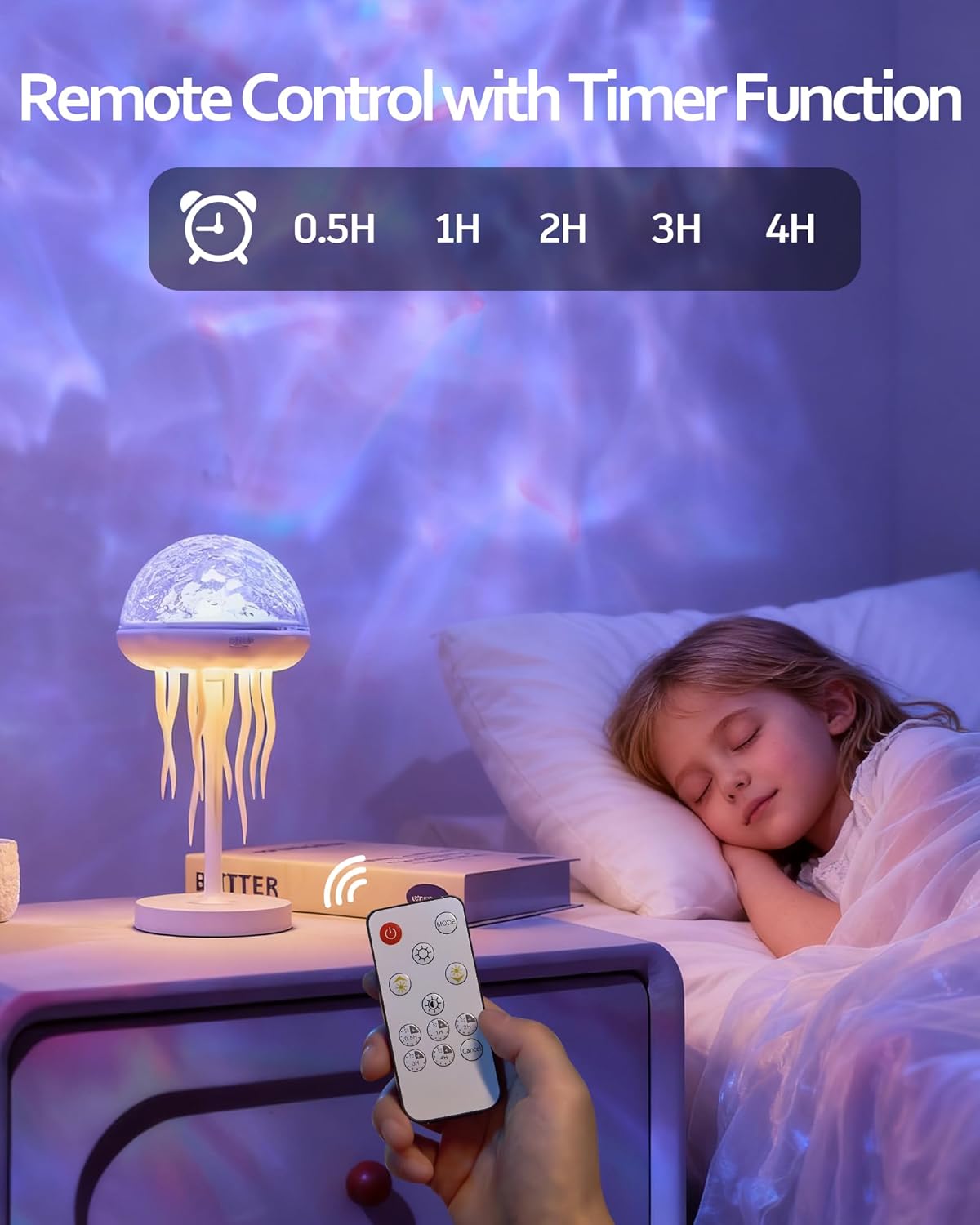 2 in1 Jellyfish Galaxy Light Projector, 6 Colors Ocean Wave & Star Night Lamp with Remote Control, Mood Light for Bedroom, Party, Gaming Room, Gift for Kids & Adults