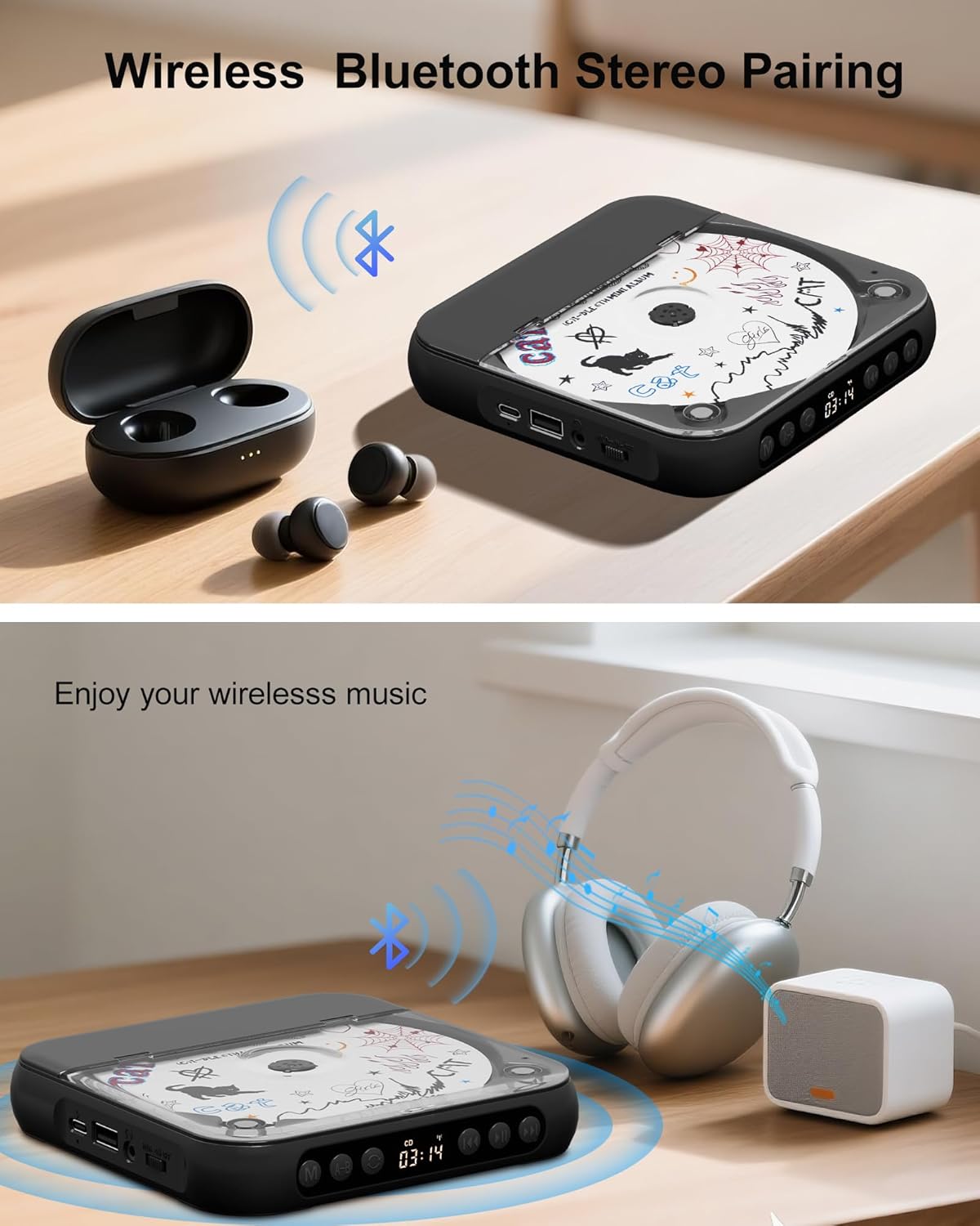 💿 Portable CD Player with Dual Stereo Speakers