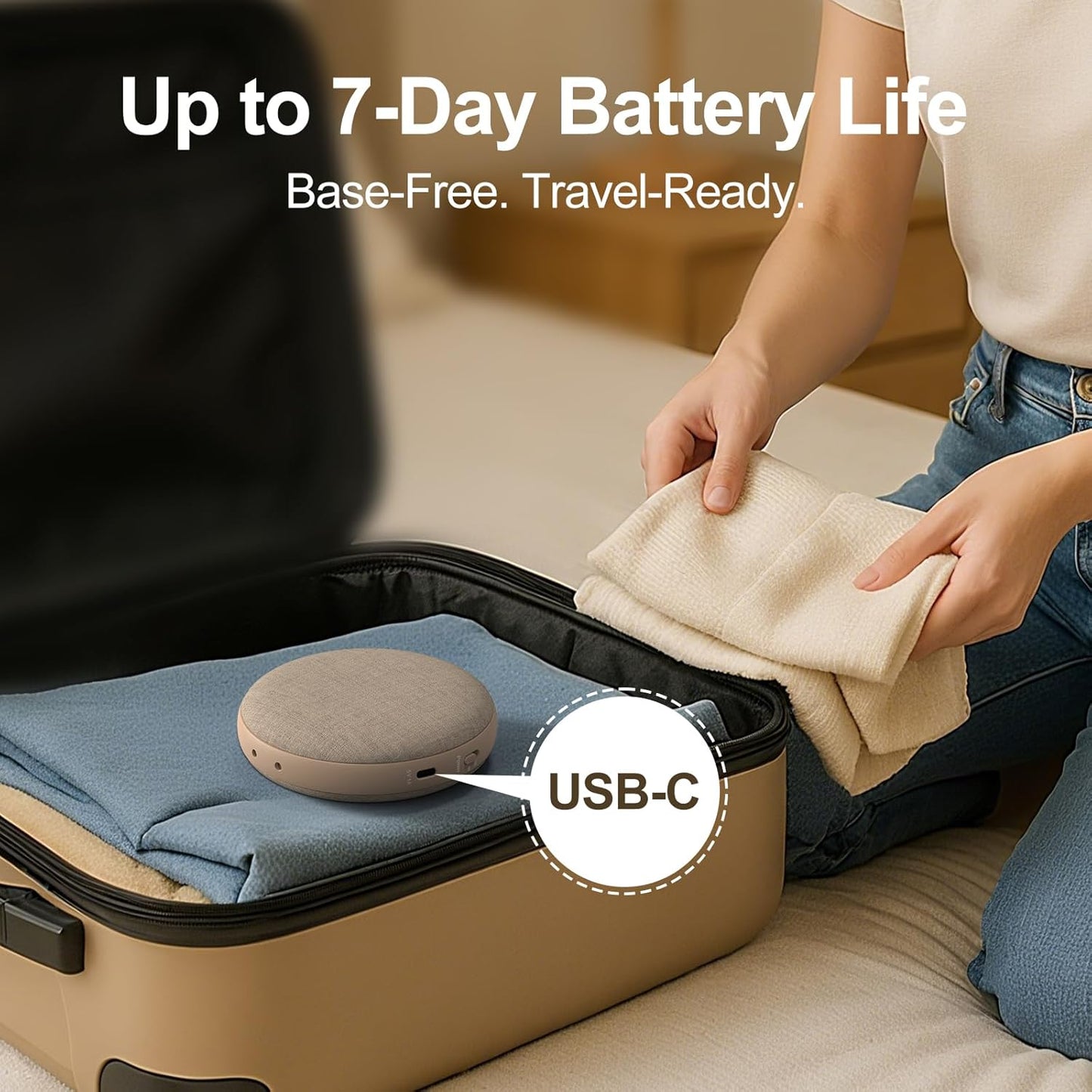 REACHER Travel Vibrating Alarm Clock for Heavy Sleepers Adults, Digital Dual Alarm Clock, Compact Under Pillow Bed Shaker, Rechargeable Battery Operated, Small, Portable